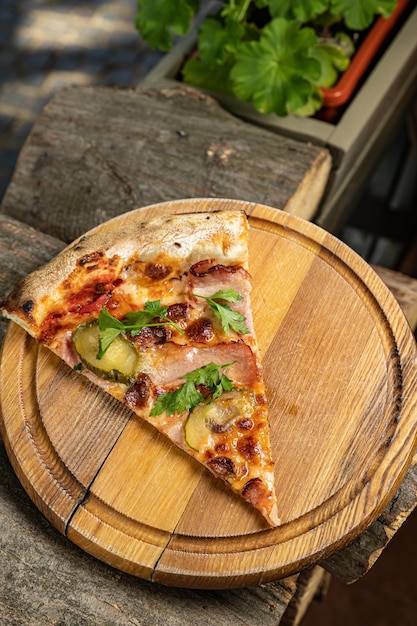 deliciosa pizza com queijo, verduras, molho