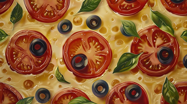 Foto deliciosa pizza com tomates frescos azeitonas queijo saboroso fast food culinário