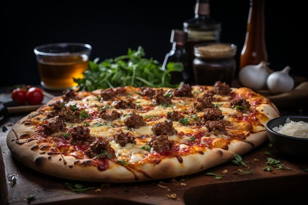 Deliciosa pizza de carne napolitana