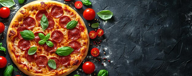 Foto deliciosa pizza de pepperoni em um fundo escuro pizza de salsicha pizza italiana pepperoni pizza na pizzeria
