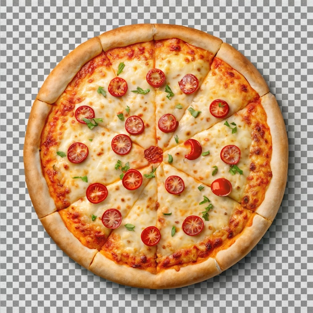 Deliciosa pizza de queijo isolada sobre um fundo transparente