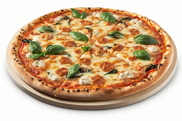 Deliciosa pizza fresca isolada no fundo branco