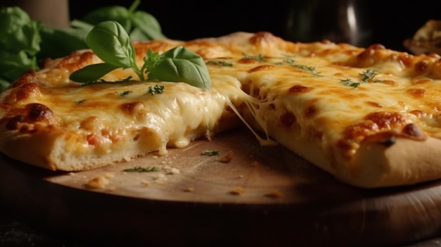 Deliciosa pizza italiana cubierta con queso derretido y una variedad de otros ingredientes sabrosos