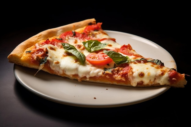 Una deliciosa pizza margarita napolitana de una sola rebanada IA generativa