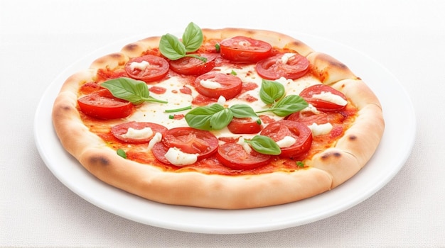 La deliciosa pizza Margherita en el plato blanco