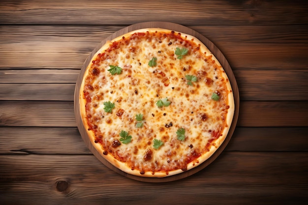 Una deliciosa pizza en una mesa de madera