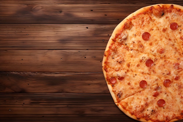 Una deliciosa pizza en una mesa de madera