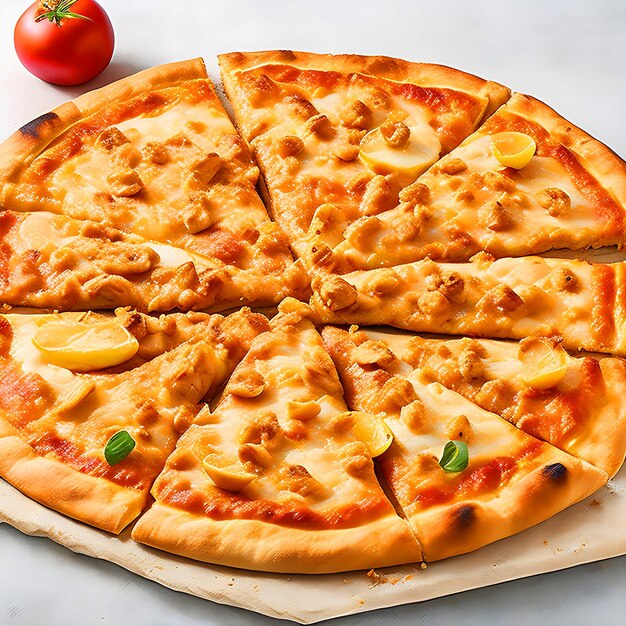 Una deliciosa pizza de pollo.