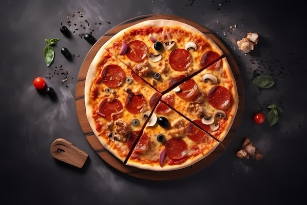 Deliciosa pizza de queso cinemática comida generativa ai
