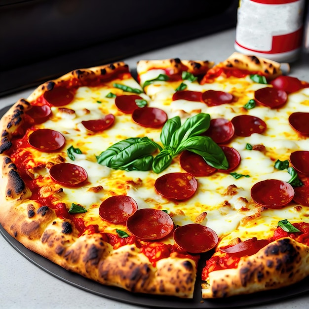 Deliciosa pizza realista local no prato arte generativa por AI