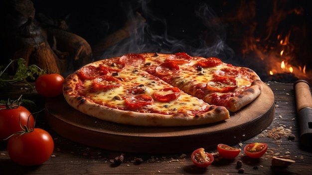 una deliciosa pizza servida en una cafetería