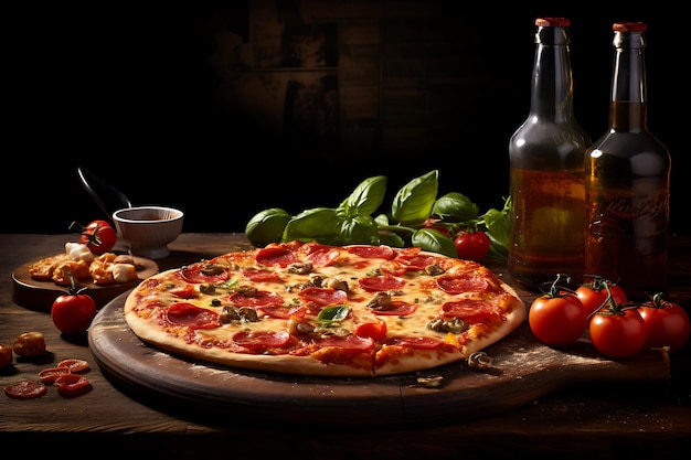 deliciosa pizza servida en la mesa creada por tecnología generativa ai