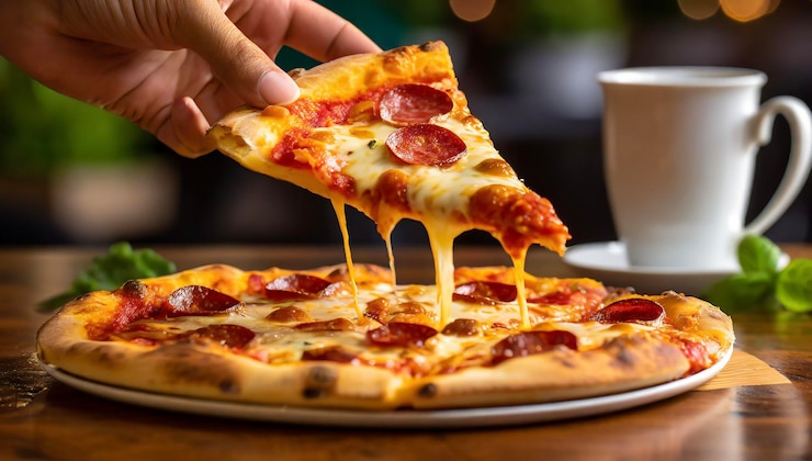 Deliciosa pizza de un solo trozo