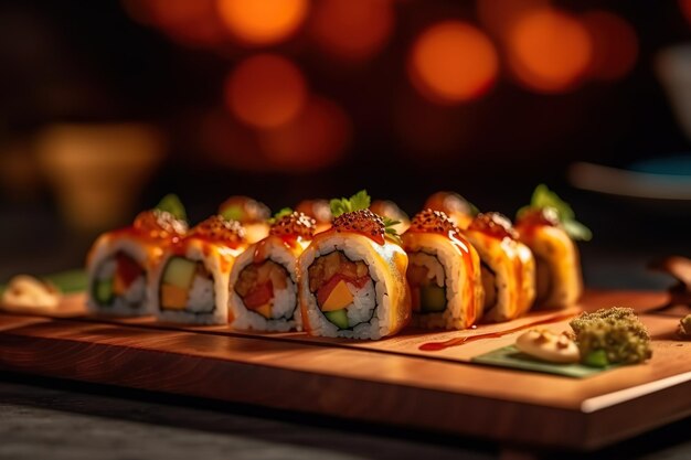 deliciosa porción de sushi comida japonesa