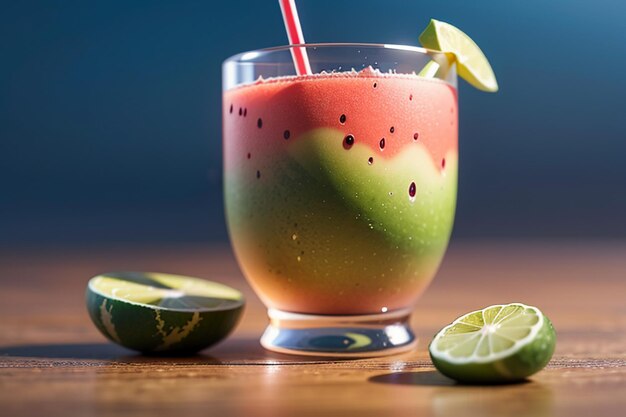 La deliciosa y refrescante bebida de jugo de sandía es muy cómoda para calmar la sed en verano