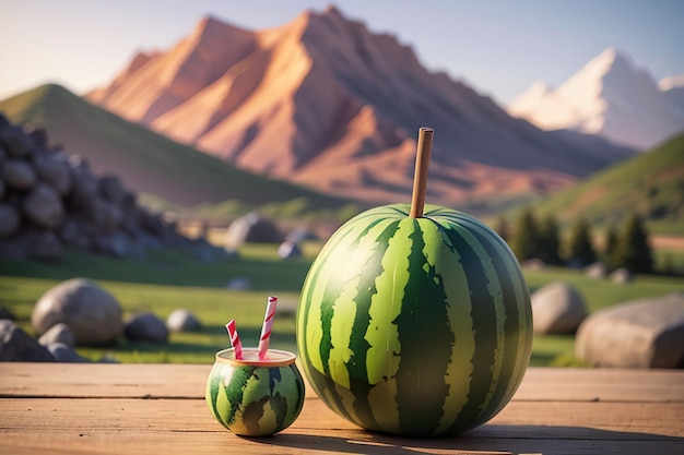 La deliciosa y refrescante bebida de jugo de sandía es muy cómoda para calmar la sed en verano