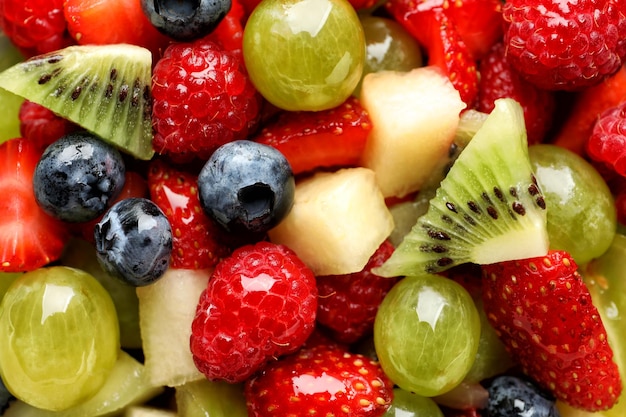 Deliciosa salada de frutas closeup