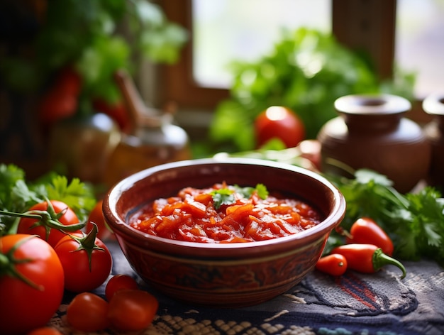 Deliciosa salsa mexicana con verduras y verduras Comida tradicional de la cocina mexicana