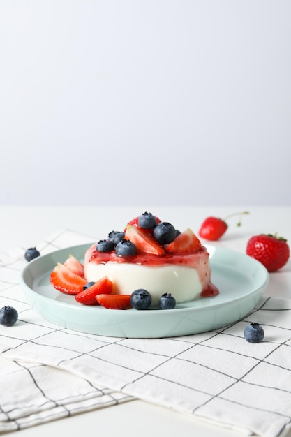 Deliciosa sobremesa Panna Cotta espaço para texto