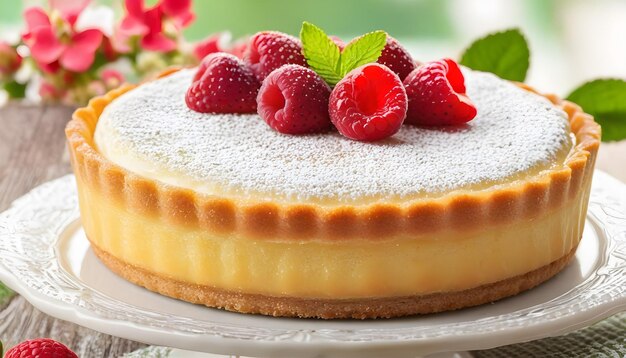 Foto una deliciosa tarta de pastel con fresas y fruta