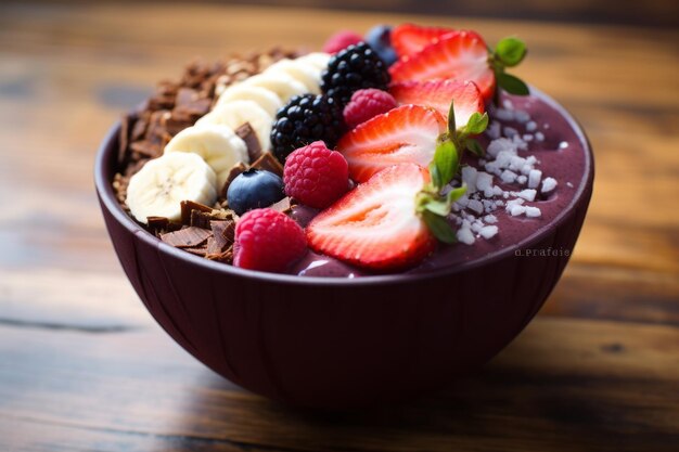 Foto una deliciosa taza de acai llena de bondad con bayas irresistibles en el 32