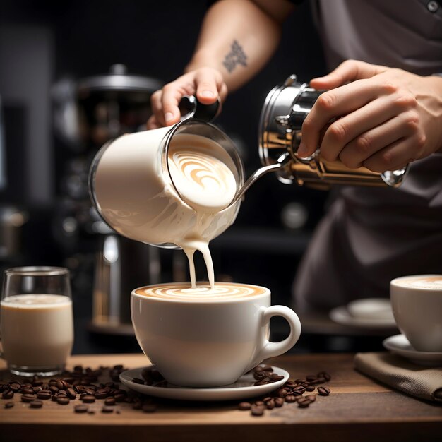 Una deliciosa taza de café caliente se hace a generado