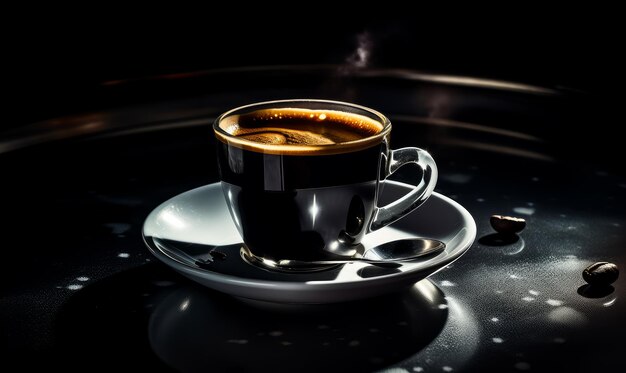 Foto una deliciosa taza de café en un platillo