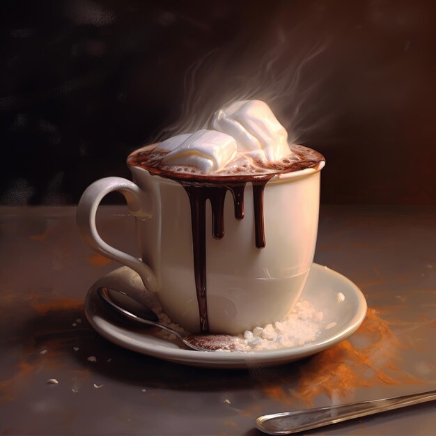 Foto una deliciosa taza de chocolate caliente