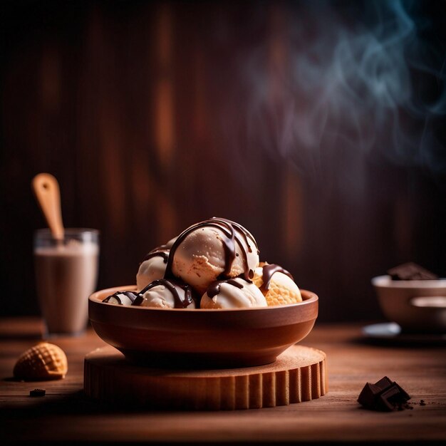 Una deliciosa taza de helado de chocolate