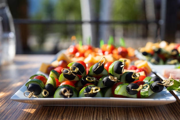 deliciosa variedad de bocadillos en el banquete en el evento