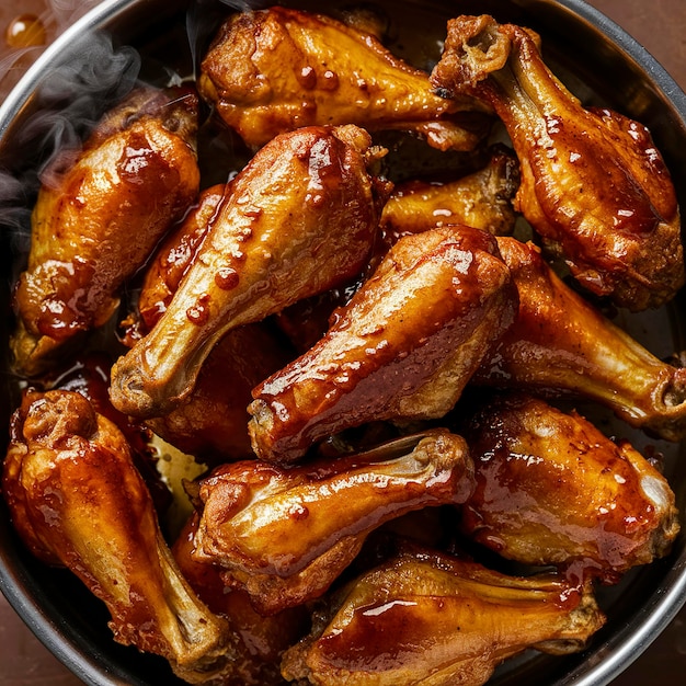 Deliciosas alas de pollo al horno en un cuenco