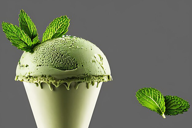 Deliciosas bolas de helado Matcha aisladas sobre fondo colorido