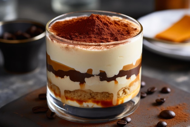 Deliciosas camadas de tiramisu num copo