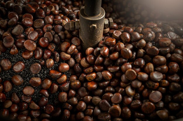 Foto deliciosas castanhas amarelas da natureza