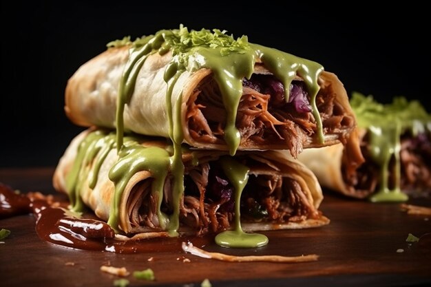 Deliciosas Chimichangas de Carne com Creme Azedo e Guacamole