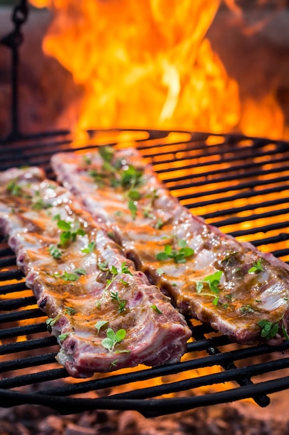 Deliciosas costillas a la parrilla con tomillo y especias