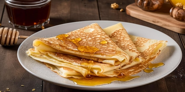 Deliciosas crepes servidas en un plato