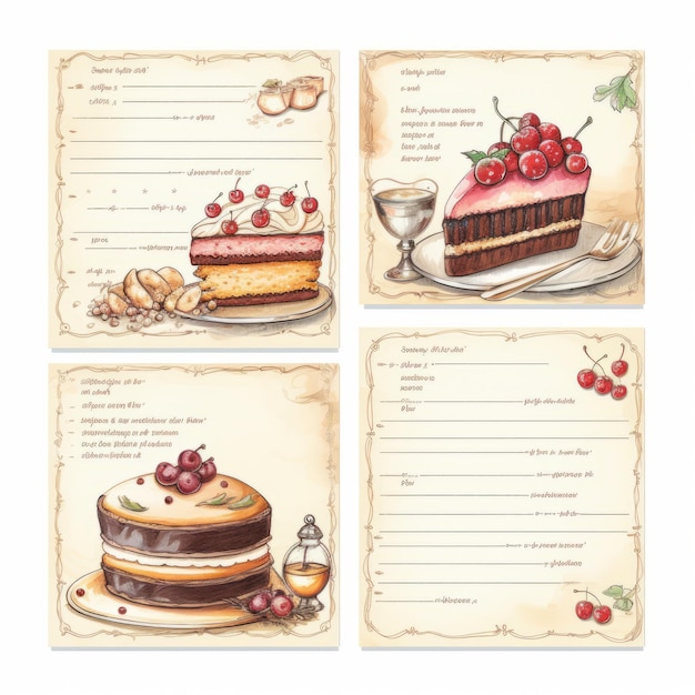 Deliciosas y diversas pastelerías: tarjetas de recetas para tarjetas 3x5