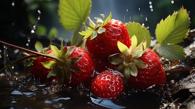 Las deliciosas fresas hacen salpicaduras