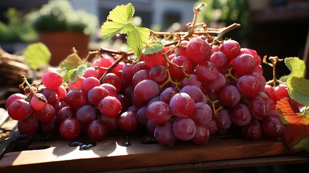 Deliciosas frutas frescas de uva deliciosas