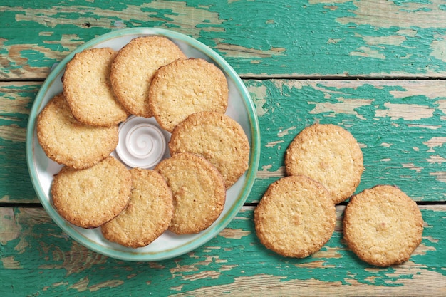 Foto deliciosas galletas de avena.