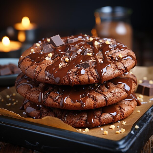 Deliciosas galletas de chocolate en un hormigón