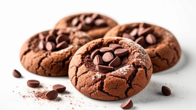 Deliciosas galletas de chocolate con una pizca de azúcar en polvo