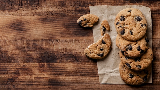 Foto deliciosas galletas endecha plana