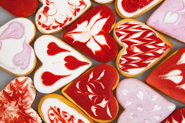 Deliciosas galletas en forma de corazón