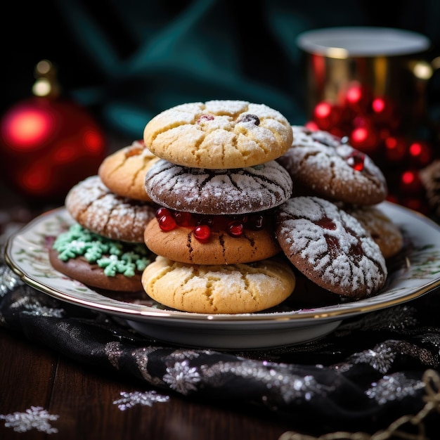 Deliciosas galletas navideñas dispuestas en un plato