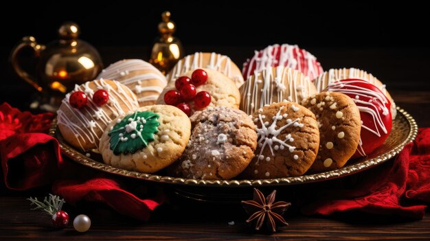 Deliciosas galletas navideñas dispuestas en un plato