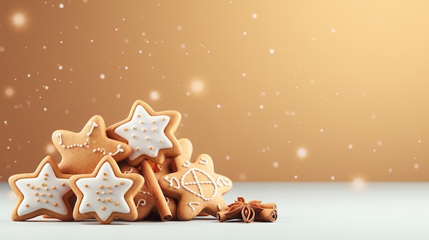 Deliciosas galletas de pan de jengibre en pastel aislado Ai generativo