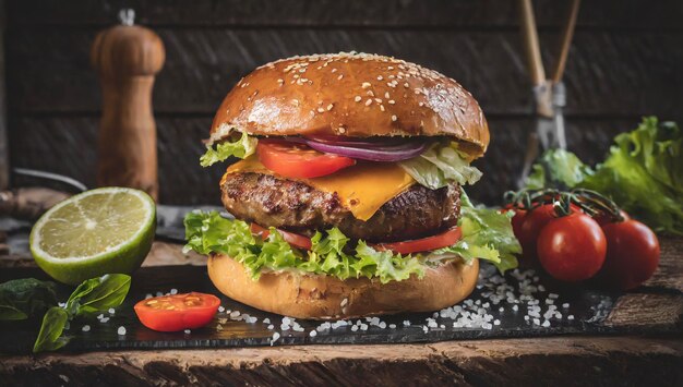 Deliciosas hamburguesas y acompañamientos El rodaje en estudio es un rodaje profesional