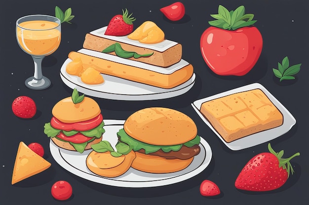 Deliciosas ilustrações de comida Kawaii desenhadas à mão Deliciosos, adoráveis e deliciosos deleites